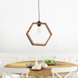 Opviq Hexagon Antiquation Lámpara de Madera Marrón